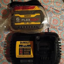 DeWalt Flexvolt 6ah Battery & Fast 6amp Charger.