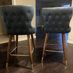 Mid Century Modern | Tufted Counter Stool Set (2)