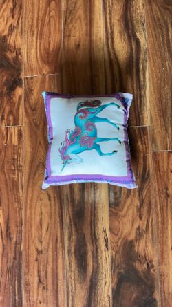 Hand made.pillow.light blue purple hot pink white.size small