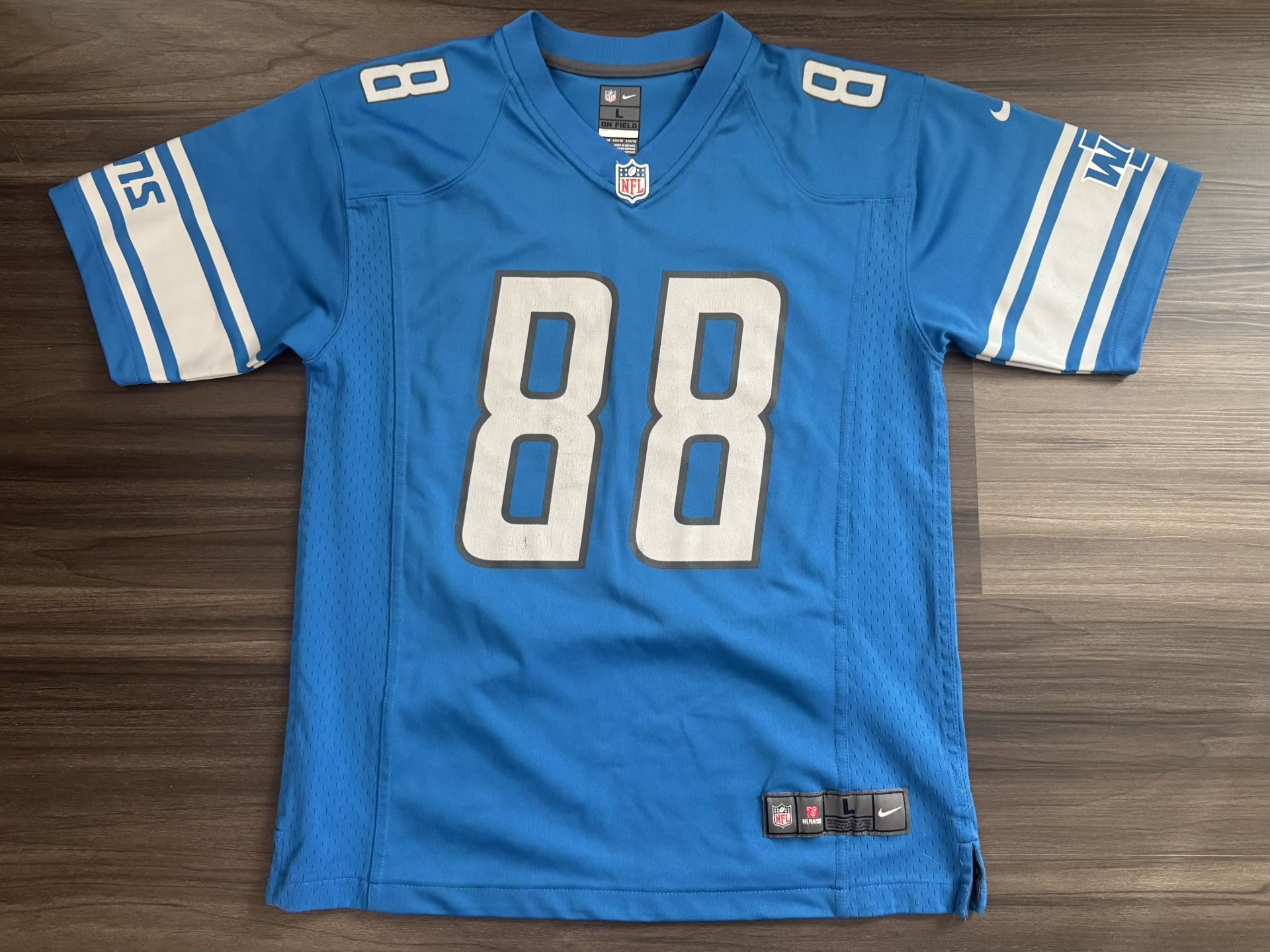 Nike On Field Detroit Lions TJ Hockenson #88 Blue Home Jersey Youth Sz Large