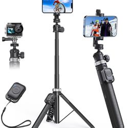 62" Phone Tripod - MIIASI Extendable Tripod for iPhone and Selfie Stick Tripod with Remote, 360° Ball Head Upgraded Cell Phone Tripod for Video Record