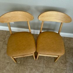 Upholstered dining chair without arms with comfortable seat, 2 pieces, natural/yellow New! Ceres Ca
