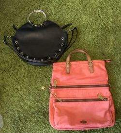 2 Piece Handbag Bundle 2 For $25.00. One Round No Brand And On Large Fossil