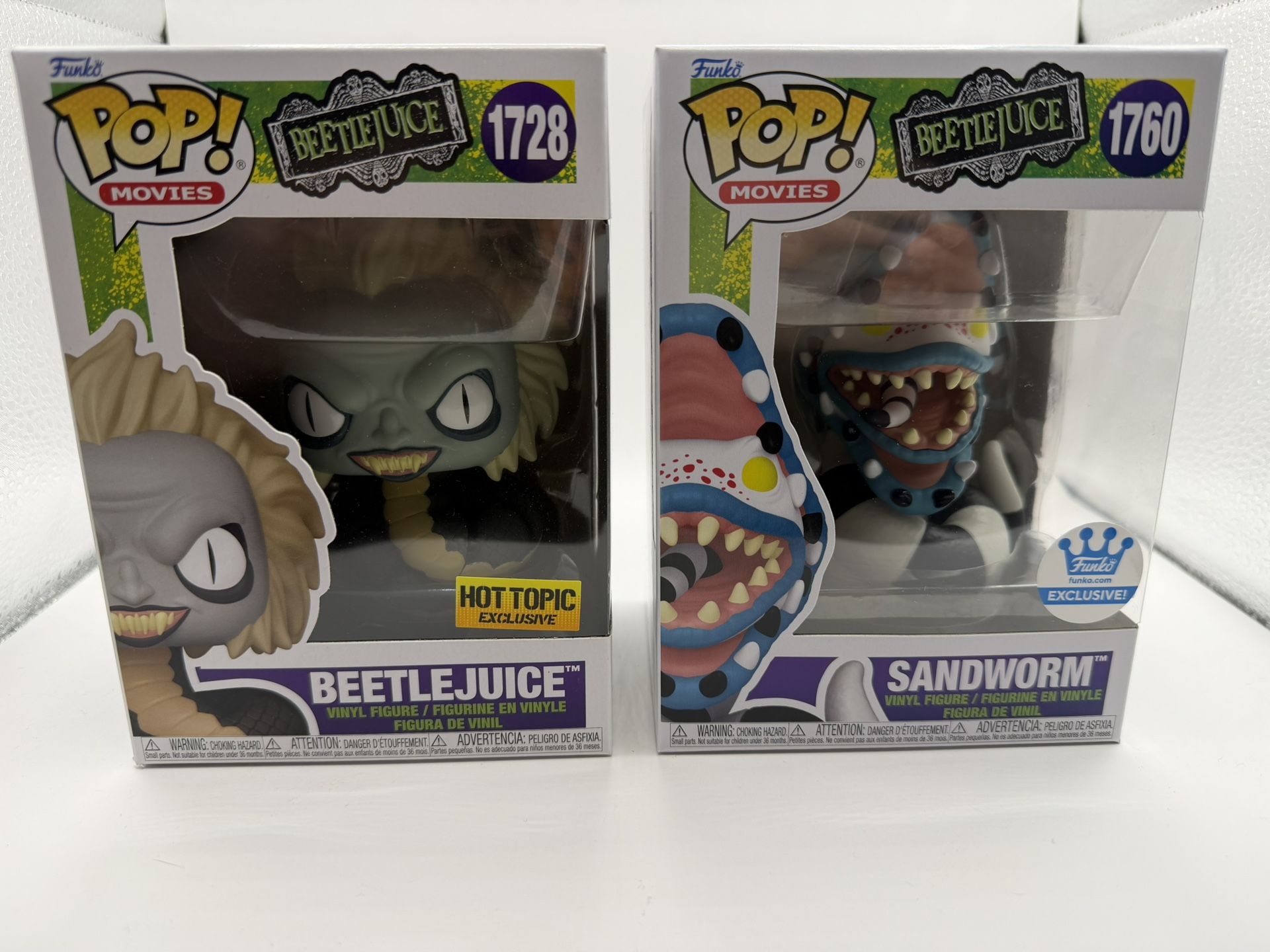 Beetlejuice Funko Pop Lot! #1728 Hot Topic & #1760 Sandworm Funko Shop Exclusive