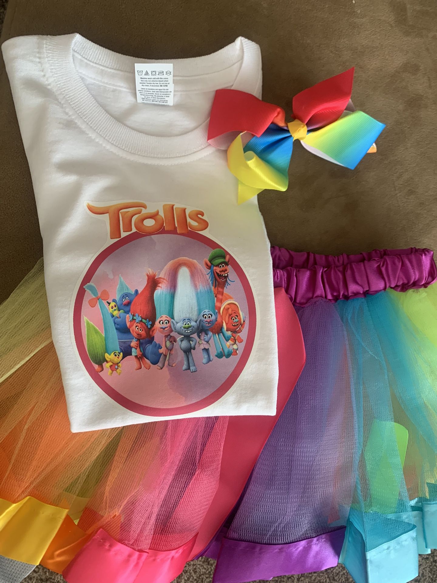 Trolls Party Outfit 3T Tutu Set Multicolored