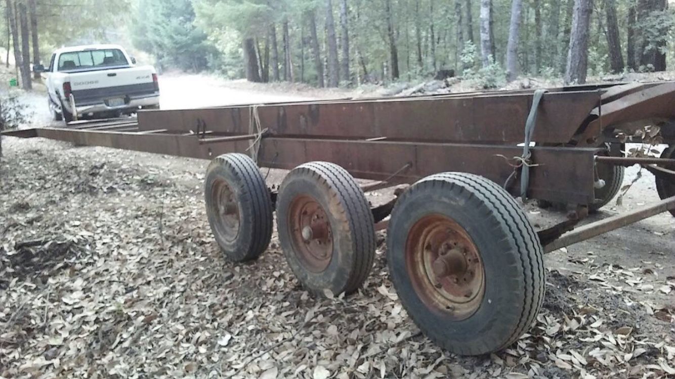 Triple axle flatbed trailer frame project tows good