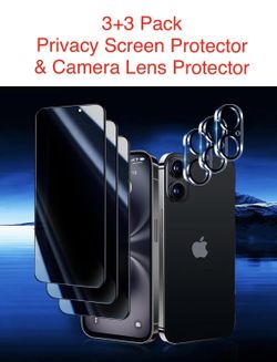 3+3 Pack Privacy Screen Protector & Camera Lens Protector 