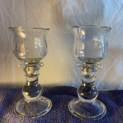 2 Piece Glass Candle Holders 