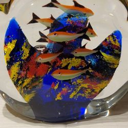Vintage Murano Art Glass Paperweight Aquarium 