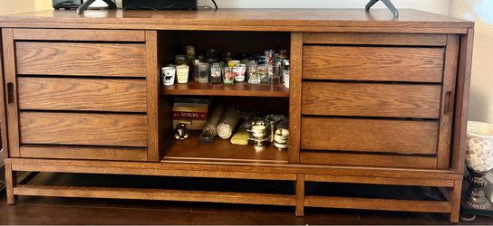 80 inch walnut media console from Crate and Barrel