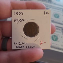 1903 Indiean Indian Head Cent Very Good Condition