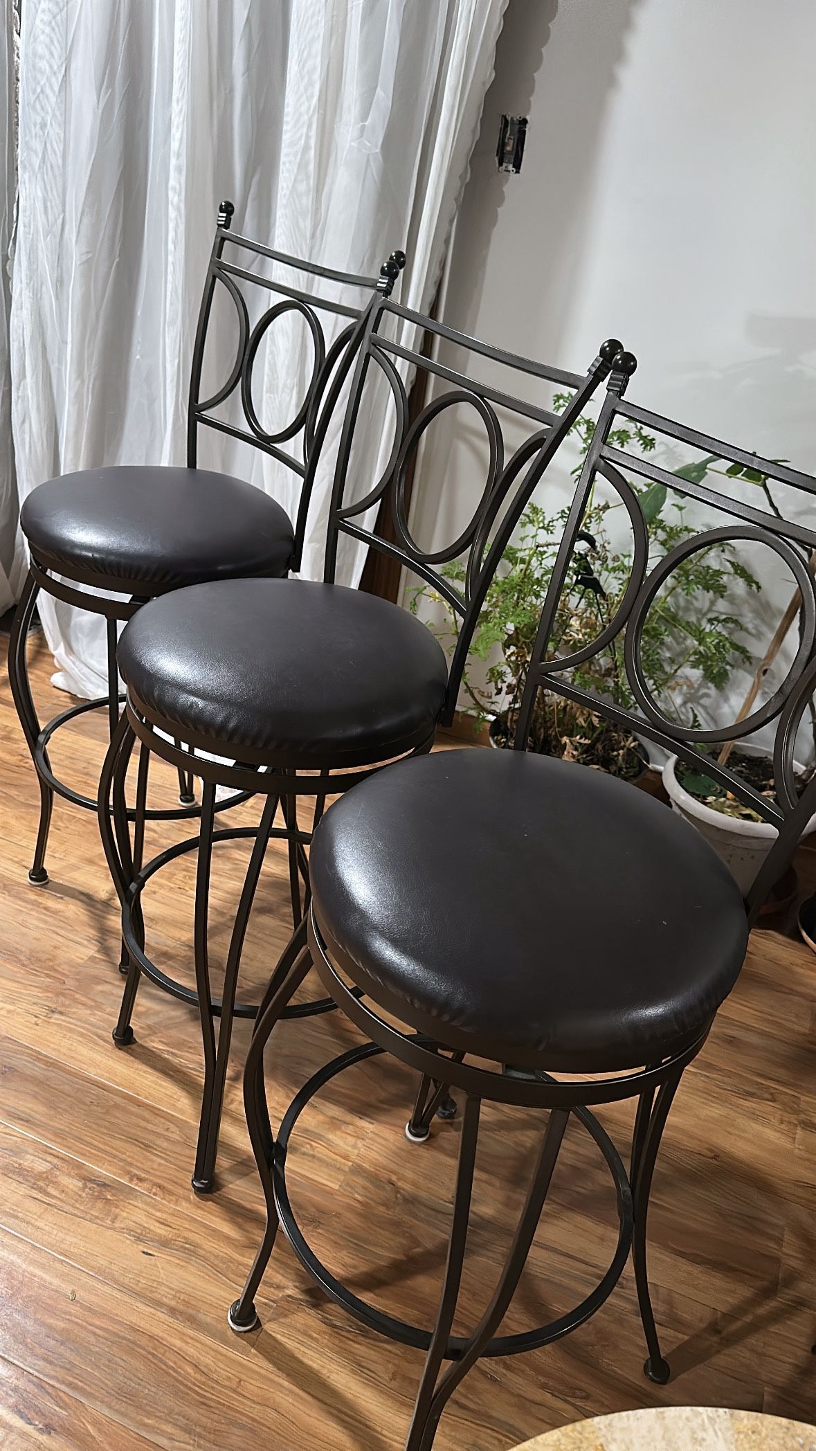 Dark Brown Leather Counter Height Accent Bar Stool Furniture (Set of 3 chairs) 100$ for all