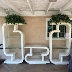 Postmodern/ vintage White plaster etagere shelf