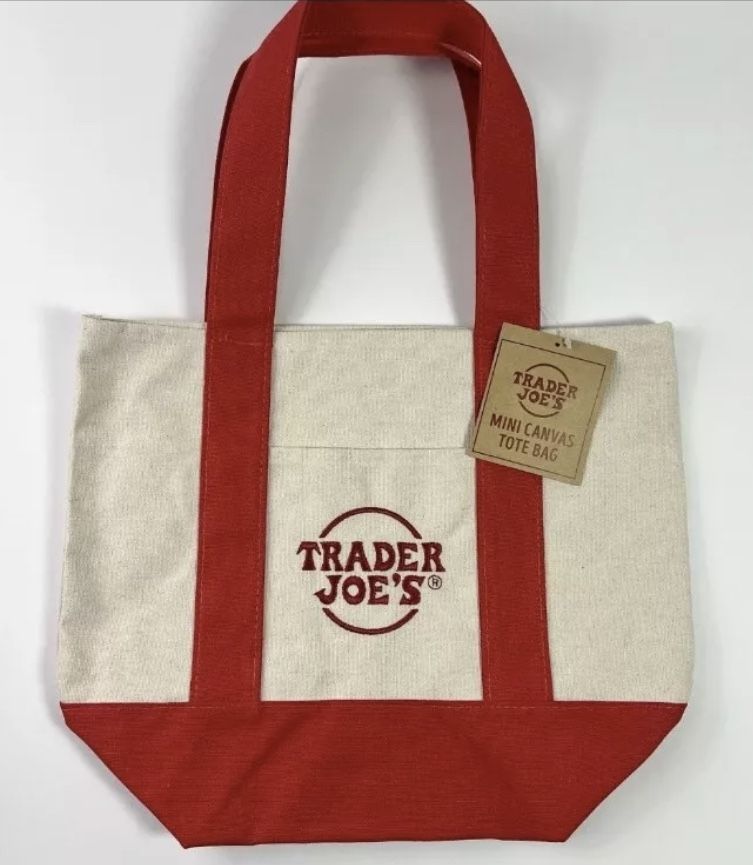 NEW Trader Joe’s Mini Canvas Tote Bag Reusable Limited Edition Red