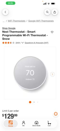 Google Nest Smart Wi-Fi Thermostat – Snow