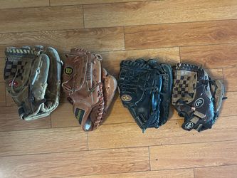 4 left hand Used t-ball boys Gloves