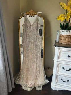 Elegant bedazzled nude dress