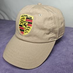 Porsche khaki Hypergear 100% cotton strapback adjustable baseball cap One Size 