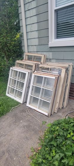 Lot of 30 Vintage Wood Case Windows