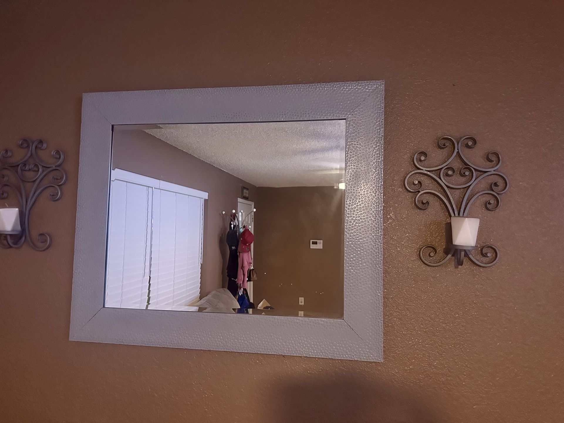 Wall Mirror and Candle Holders Set