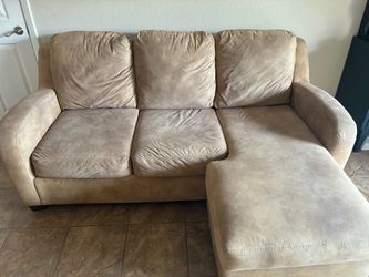 Faux Suede Beige Couch