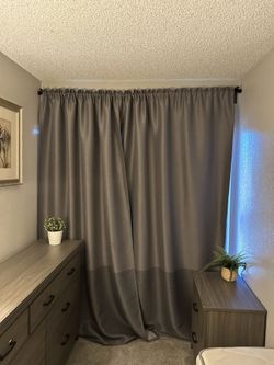 Used BlackOut Curtain Drape Super Good Quality And Clean 3 Set For $79 Including All The Hardware Mounting Rod