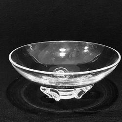 Steuben Art Glass Floret Bowl Crystal Low Dish Donald Pollard Signed 7.25”.