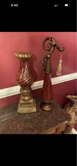 Pier 1 Decorative Candle Holder and Ornamental Finial Set