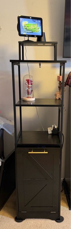 Tilt-out Laundry Hamper Cabinet with Storage Shelf