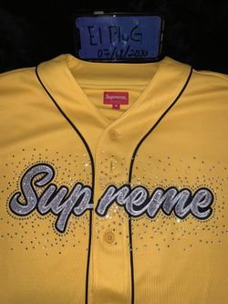 Supreme Rhinestone Baseball Jersey Yellow for Sale in San Antonio