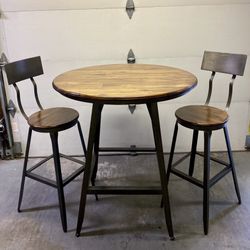 Rustic Industrial Bar Table & Chairs 
