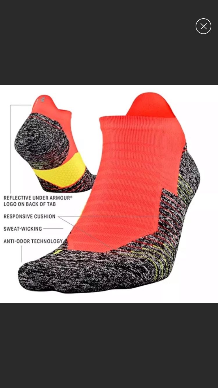 2 Pair of Reflective No Show Socks Fits size 8-12