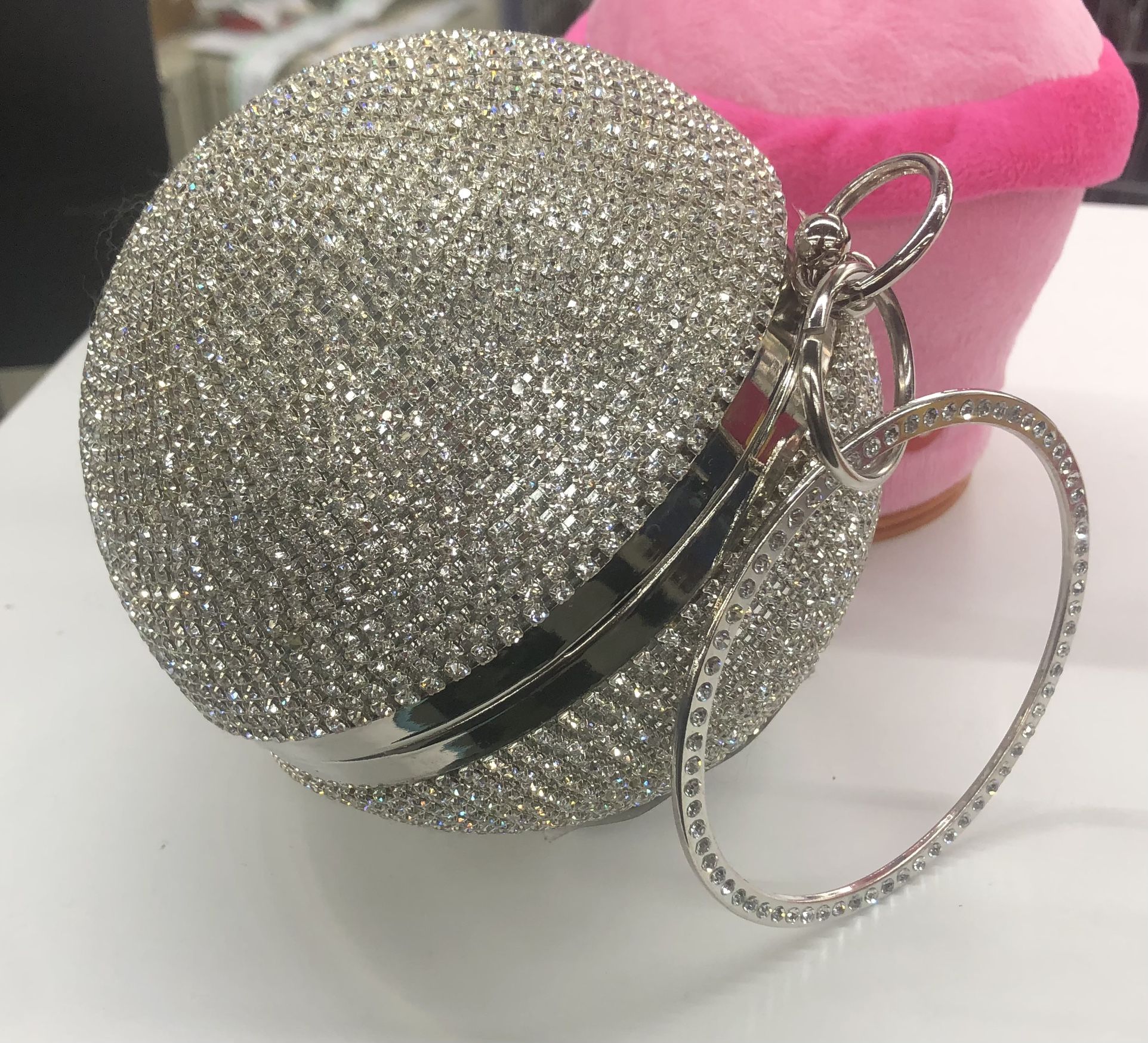 Silver rhinestone ball clutch/crossbody bag - Disco Ball Purse