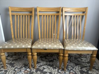 Set of 2 Solid Wood Dining Chairs with Arms – Excellent Condition