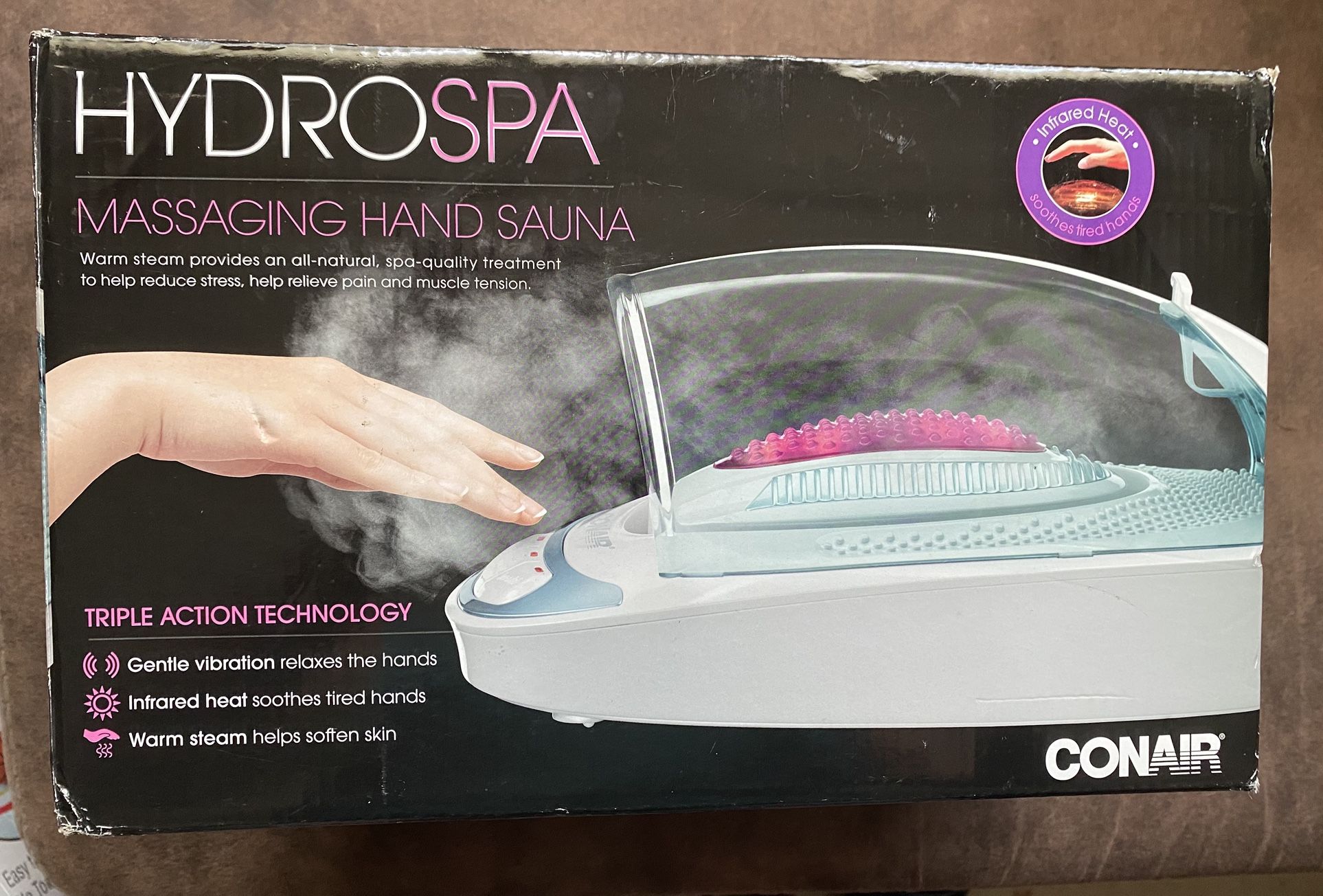 new in Box. Conair Hydrospa massaging hand sauna.