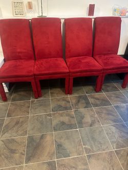 High back stunning red microfiber chairs