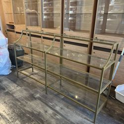 Modern Gold + Glass Console Table – Excellent Condition