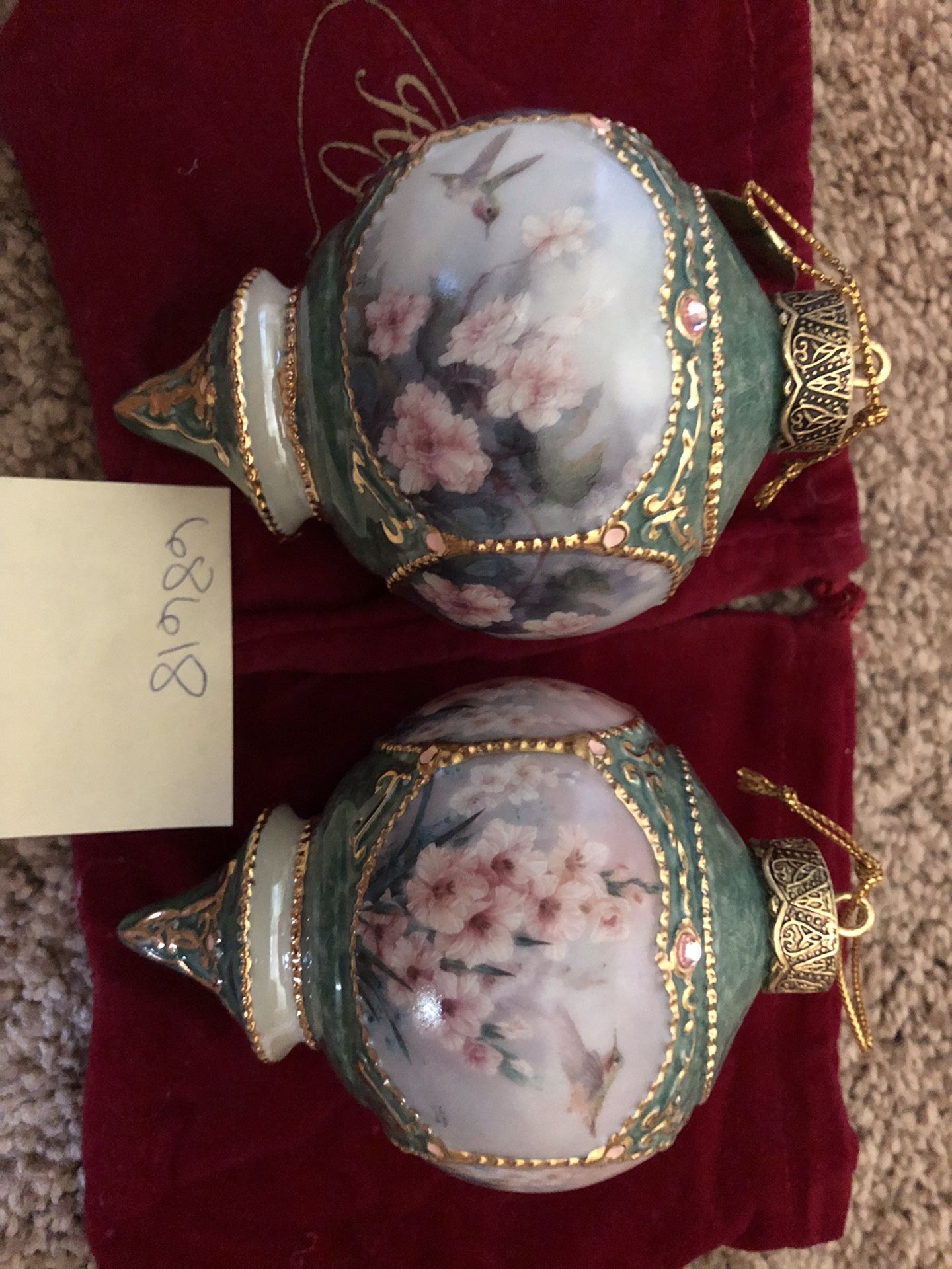 Christmas Ornaments ~ Set of 16 Bradford Exchange Heirloom Porcelain Hummingbird Collectable Ornaments