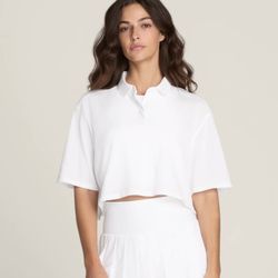 W Oversized Cropped Polo Bright White L