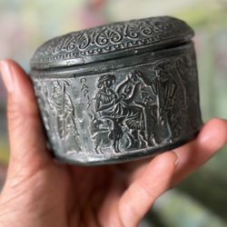 Vintage Green Trinket Box From Greece 
