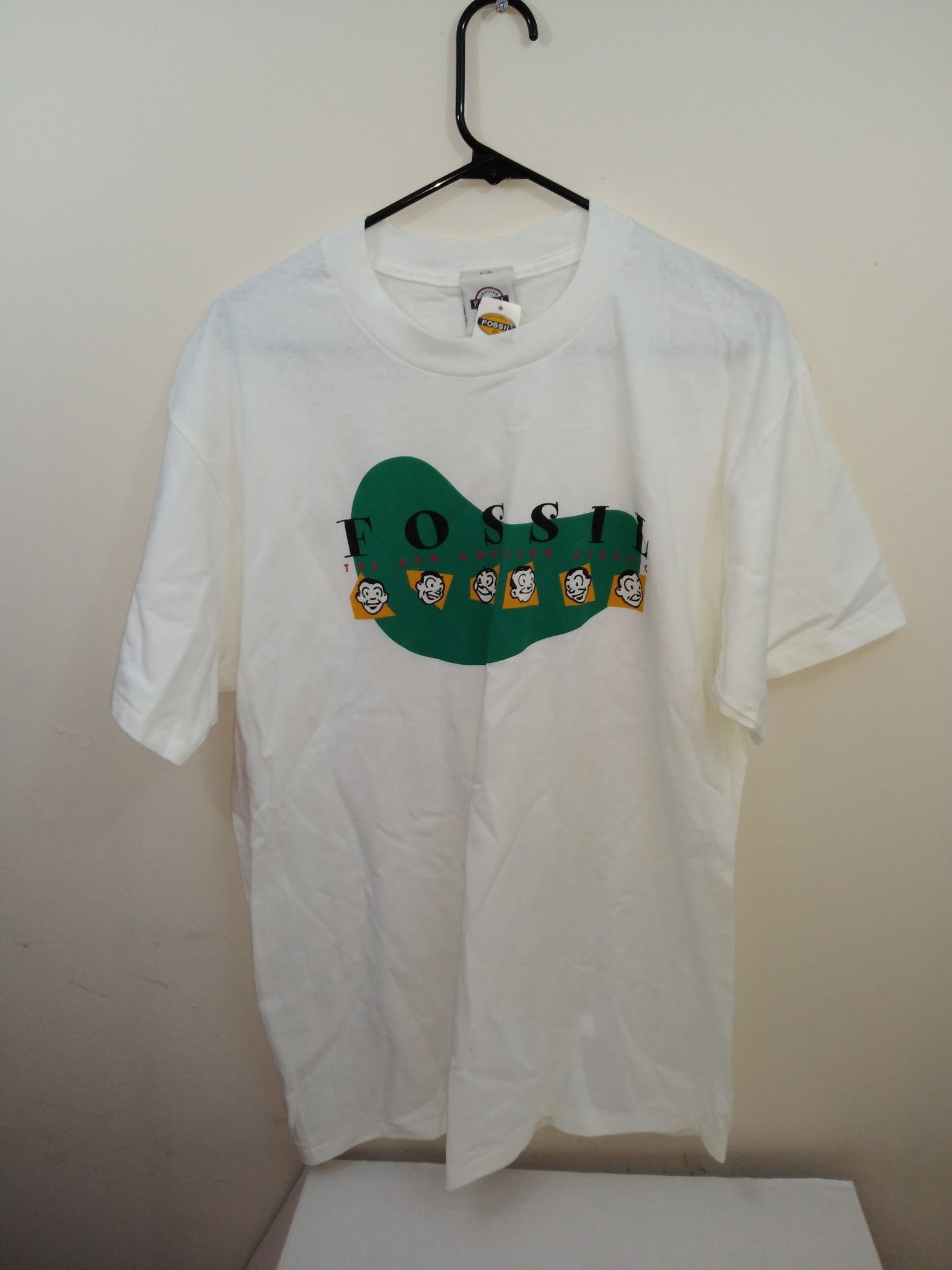 Women's L Vtg fossil graphic white t-shirt