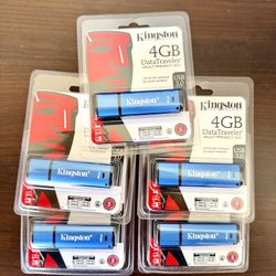 5 x Kingston 4GB USB 3.0 flash drive 256-bit AES