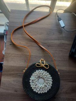 Anthropologie Woven Round Crossbody Purse