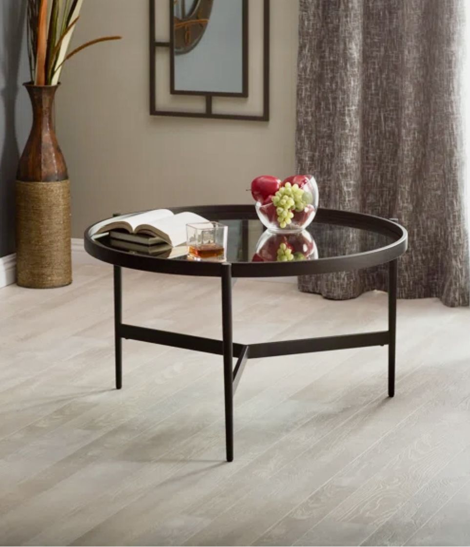 Coffee Table - Round Black With Mirror Top $50