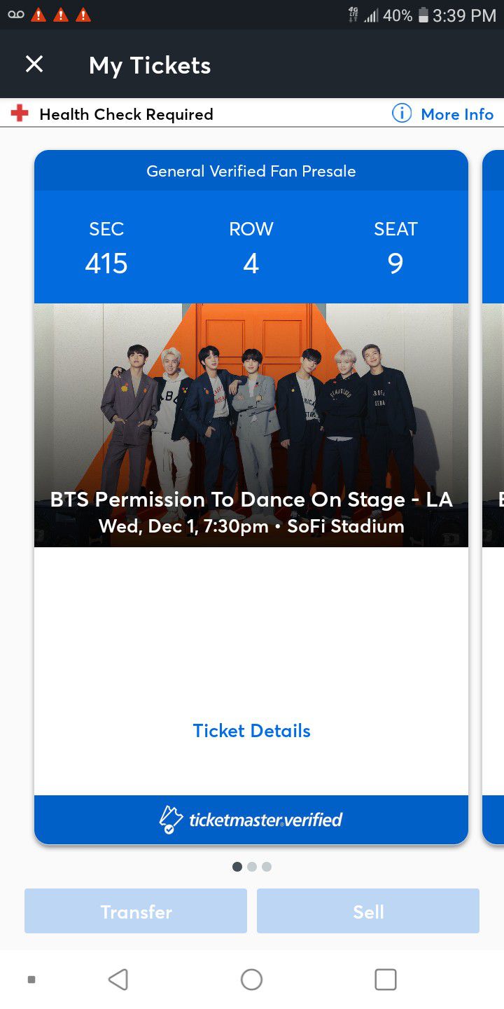 BTS Tickets And Parking Pass
