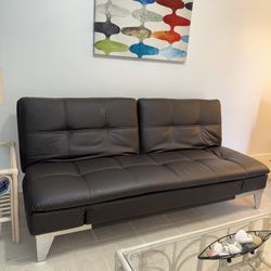 Convertible Sofa / Futon - Leather. Like New!! 