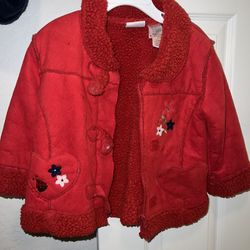 Girls Size 3 Red Fleece Coat