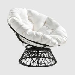 Black Round Wicker Swivel Chair Frame