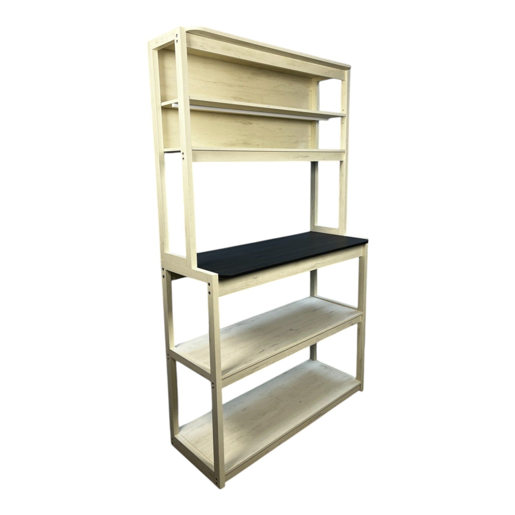 39.37' White and Black color 5-Tier Bakers Rack for Kitchen with Storage, Coffee Bar, Kitchen Shelves,  Microwave Stand