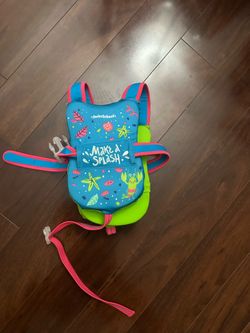 AQUA LEISURE SWIM SCHOOL MAKE A SPLASH BLUE/GREEN SWIM VEST AGES 3-5 MAX 38LBS